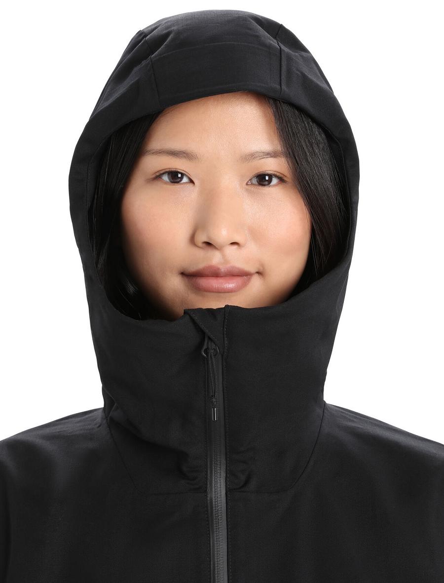 Black Women's Icebreaker Shell+™ Merino Hooded Jackets | USA 1654MQZA